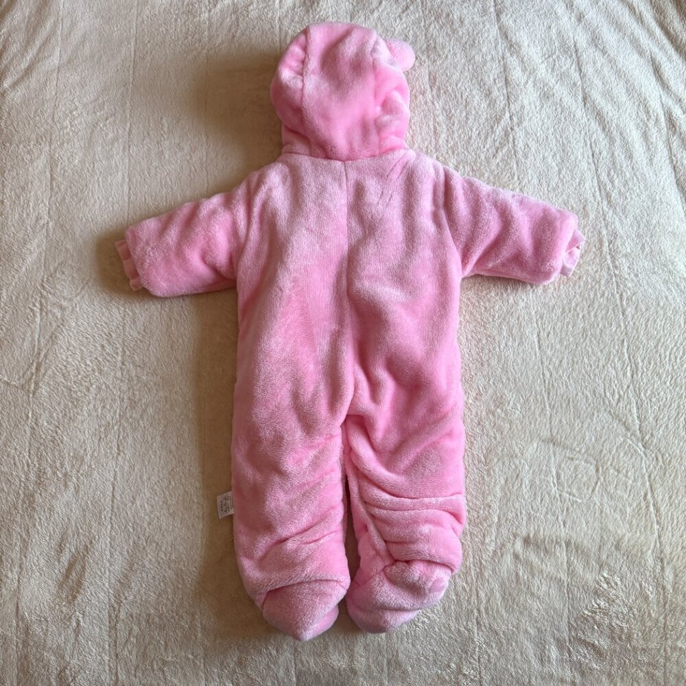Baby Hooded Footie Romper Fleece Winter Jumpsuit Bear Design ~ Size 9 Months - Picture 4 of 6